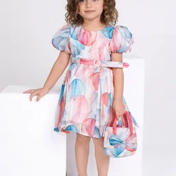 Peppermint Girls Floral Print Flutter Sleeve A-Line Dress-picture-4
