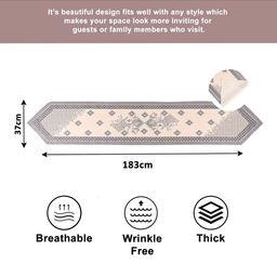 Myntra Elegant Homes Cream Coloured & Grey Printed Cotton Table Runner image 5