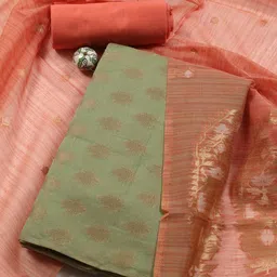 Meena Bazaar Women Ethnic Motifs Woven Design Unstitched Dress Material-11