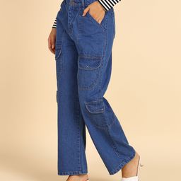 Glossia Nova Women Comfort Wide Leg High-Rise Acid Wash Stretchable Jeans-image-38