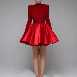 To Queens Women Satin Fit & Flare Dress-image-68