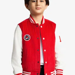 Ed-a-Mamma Boys Typography Corduroy Outdoor Varsity Jacket with Patchwork-picture-26