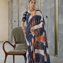 KAYOMMI Tie and Dye Pure Silk Block Print Saree-picture-7