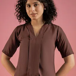 DressBerry Mandarin Collar Crepe Top-image-14