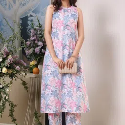 Aaghnya Women Floral Printed Regular Kurta with Palazzos-11