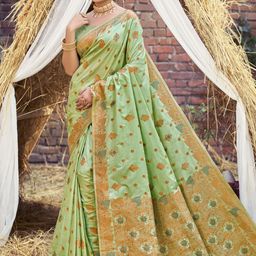 SANGAM PRINTS Woven Design Zari Tussar Saree-image-64
