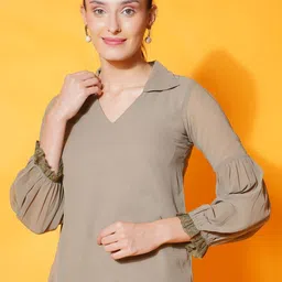 KATLINE Women Bishop Sleeves Shirt Style Top-picture-15