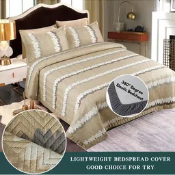 Innovative Edge Beige Floral 210 TC King Bedsheet with 2 Pillow Covers-image-65