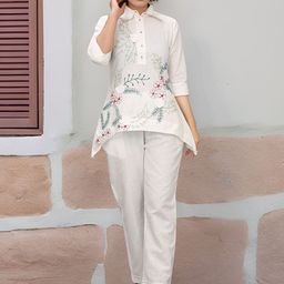 Komarri U Embroidered Pure Cotton Tunic With Trousers Co-Ords-image-75