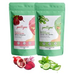 Prettyme Set Of 2 Cucumber Aloe Vera Pomegranate & Beetroot Powder Face Pack - 80 g Each-26