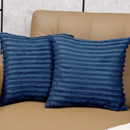 Saral Home Blue Set of 2 Striped Square Cushion Covers-66