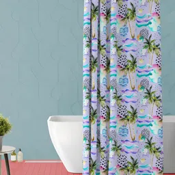 ArtzFolio Purple & Green Printed Waterproof Shower Curtain-image-90