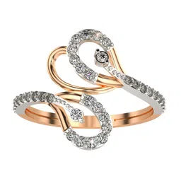VALANOVA 925 Sterling Silver Rose Gold 14 Kt Diamond Studded Ring 2.17 gms-picture-6