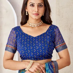 Anouk Rustic Bandhani Printed Pure Chiffon Saree image 3