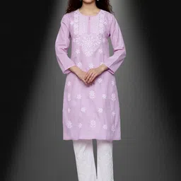 Zhouse Women Pure Cotton Kurta & Sharara-image-0