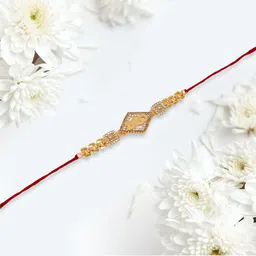 MEIRA JEWELLERY Designer Rakhi With Roli Chawal & Greeting Card image 4