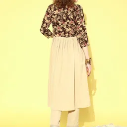 Anouk Rustic Floral Printed V Neck Sequinned Empire Kurta With Trouser image 2