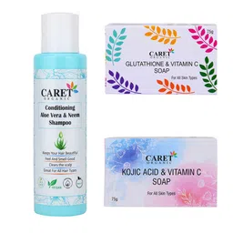 CARET ORGANIC Aloe vera Shampoo, Vitamin C & Glutathione Soap Combo-image-16
