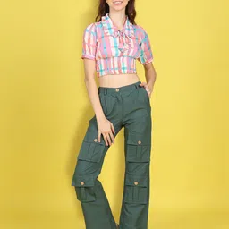 Cutiekins Striped Crop Top With Trousers Co-Ords-image-87
