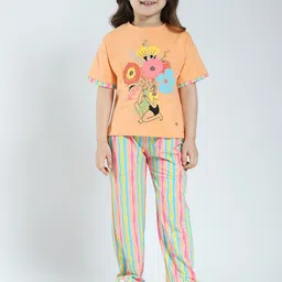 Monte Carlo Girls Floral Printed Round Neck T-shirt With Trouser-image-36