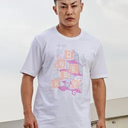 ONE SKY Typography Round Neck Cotton Printed T-shirt-picture-16