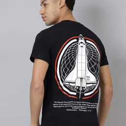 Free Authority Men NASA Graphic Printed Round Neck Regular Fit Cotton T-shirt-image-95