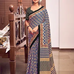 FASHION STROM Woven Design Zari Pure Cotton Bagru Saree-46