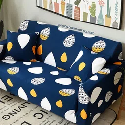 DECOR VATIKA Blue Printed 3 Seater Sofa Cover With Arms-image-88