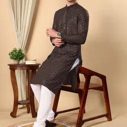 TATTVA Men Thread Work Pastels Kurta-picture-16