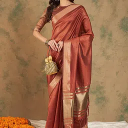 Maroosh Solid Saree With Zari Border-2