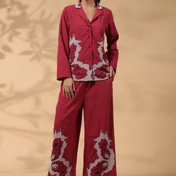 STIL O STITCH Embroidered Shirt Collar Shirt & Trousers-picture-53