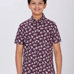 ESTERIA Boys Animal Printed Spread Collar Cotton Casual Shirt-image-28