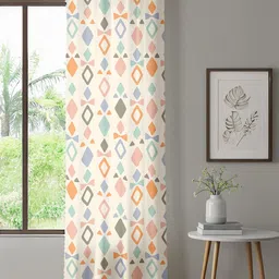 URBAN SPACE White & Orange Geometric Door Curtain-image-78