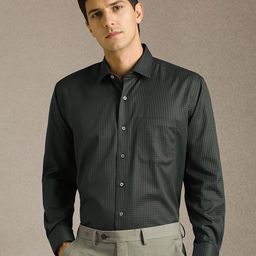 Luxure by Louis Philippe Men Micro Checked Spread Collar Pure Cotton Formal Shirt-picture-33