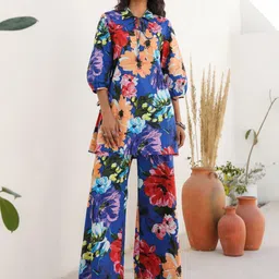JISORA Floral Printed Pure Cotton Top & Trouser Co-ord Set-picture-11