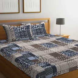 Myntra Elegant Homes Brown & Blue Printed 300 TC King Bedsheet Set 2.5 x 2.2 m-image-72