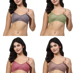 LILY Itida Pack Of 4 Printed Full Coverage Seamless Non Padded T Shirt Bra image 2