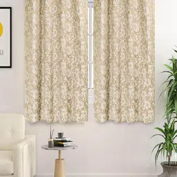 Saral Home Beige Set of 2 Floral Room Darkening Window Curtain-image-17