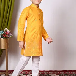 AHLAN APPARELS Boys Ethnic Motifs Embroidered Regular Sequinned Kurta with Pyjamas image 2