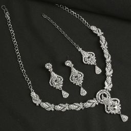 VATSALYA creation Alloy Gold- plated White Jewellery Set-image-24