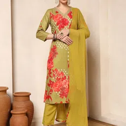 Nehamta Women Floral Printed Kurta with Trousers & Dupatta-image-97