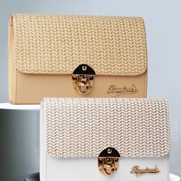BANDICOOT Set OF 2 PU Structured Sling Bag with Cut Work-15
