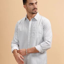 WROGN Comfort Checked Roll-Up Sleeves Slim Fit Pure Cotton Shirt-image-13