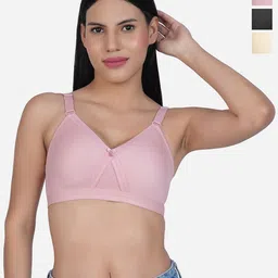SHYAM SONS FLAIR Pack Of 3 Cotton Cut and Sew Non Padded Full Coverage Bra-52