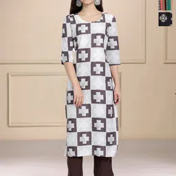 HERE&NOW Selection Of 3 Geometric Printed Round Neck Straight Kurtas-image-93