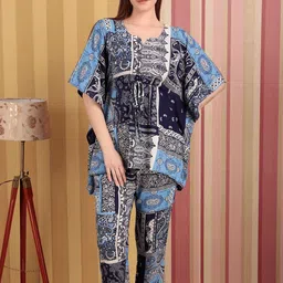 DARVI Printed Notch Neck Kaftan Tunic & Trousers-picture-16