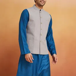 Fabindia Men Pure Cotton Nehru Jackets-image-60