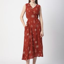 R&B Women Geometric Printed A-Line Midi Dress-picture-47