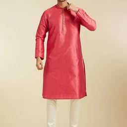 Diwas by Manyavar Geometric Embroidered Sequinned Mandarin Collar Straight Kurta-picture-16