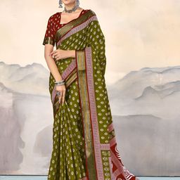 all about you Floral Printed Zari Pure Cotton Saree-picture-31